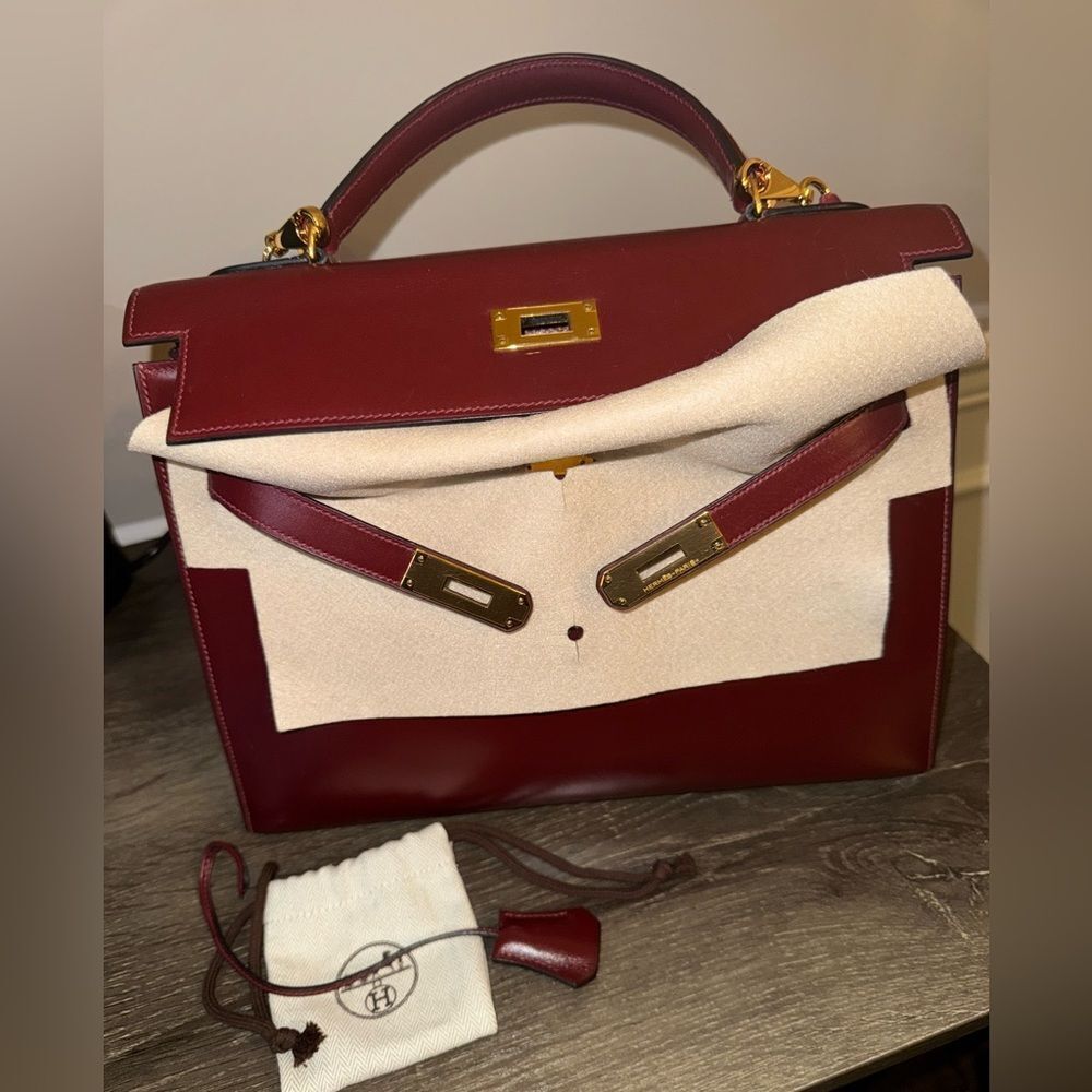 Hermes Kelly 32 Box Leather Rouge H Sellier Vintage - Picture 8 of 16